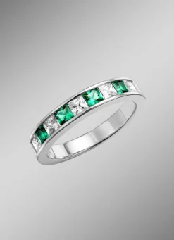 Strahlende Eleganz: Damenring mit synth. Zirkonia und Glassteinen