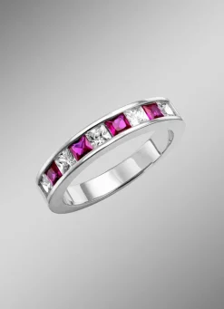 Strahlende Eleganz: Damenring mit synth. Zirkonia und Glassteinen