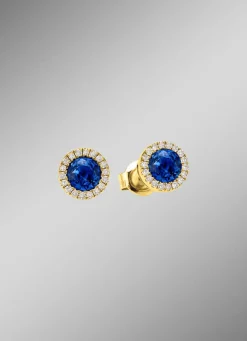 Strahlende Eleganz: Ohrstecker mit echt Saphir und 36 Brillanten