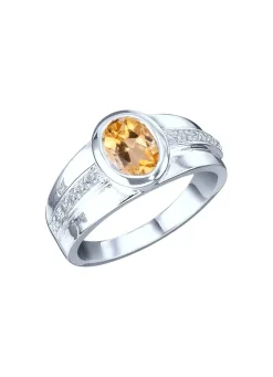Strahlender Damenring mit echt Citrin und synth. Zirkonia