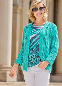 Strickjacke in Netzoptik