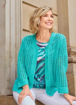 Strickjacke in Netzoptik