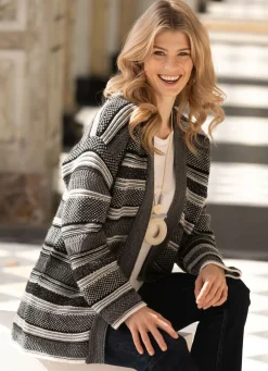 Strickjacke mit Alpaka und in Strukturmix