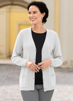 Strickjacke mit feinen Strukturstreifen