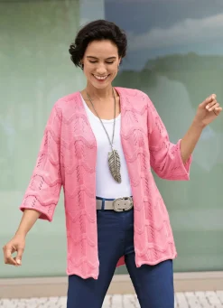 Strickjacke mit Mustermix im Wellendessin