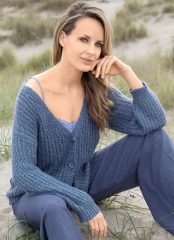 Strickjacke mit Paillettengarn