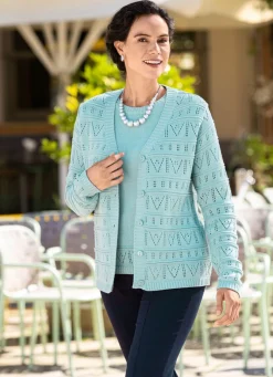 Strick-Twinset mit Ajourakzenten