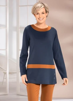 Sweatshirt mit Kontrastblende in 2 Farben