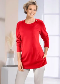 Sweatshirt mit Zierknöpfen in 2 Farben