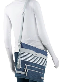 Tasche mit teilweise glitzernden Flechtdurchzügen