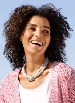 Textilkette mit Kristallstein Anhänger