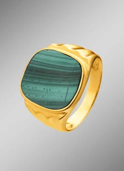 Toller Herrenring mit echt Malachit