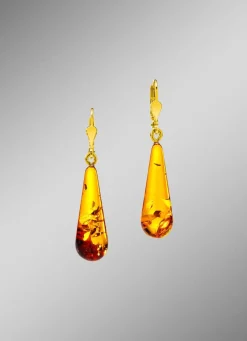 Tropfen-Ohrringe mit Bernstein