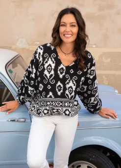 Tunika mit Bordüren-Druck