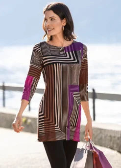 Tunika mit modisch flachem Halsausschnitt