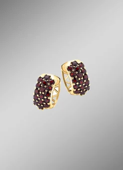 Vergoldete Creolen mit Granat