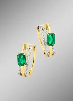 Vergoldete Klappcreolen mit Zirkonia