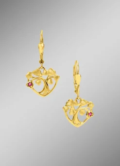 Vergoldete Ohrringe mit Rubin
