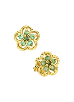 Vergoldete Ohrstecker mit echt Smaragd