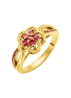 Vergoldeter Damenring mit echt Rubin