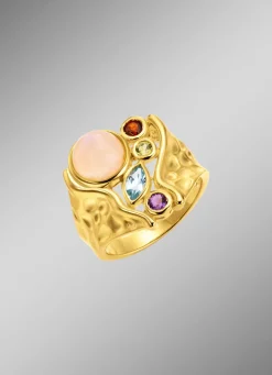 Vergoldeter Damenring mit Edelsteinen