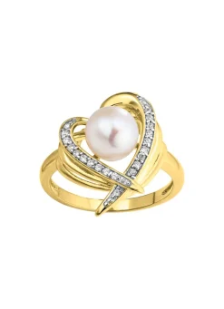 Vergoldeter Damenring mit Süßwasser-Zuchtperle