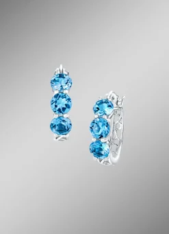 Verzierte Creolen mit Blautopas