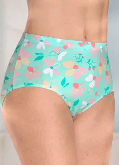 Viererpack Slips mit farbharmonischem Floraldessin