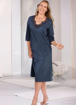 Wadenlanges Nachthemd mit Stickereispitze