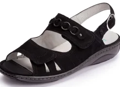 Waldläufer, bequeme Damen-Sandalen, Weite G, mit herausnehmbarem Fußbett