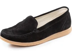 Waldläufer, bequeme Damen-Slipper, Weite H, mit herausnehmbarem Fußbett