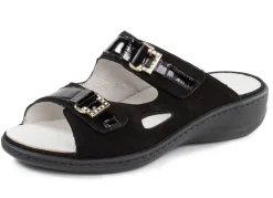 Waldläufer Pantolette mit Metallschmuck mit Glitzersteinchen