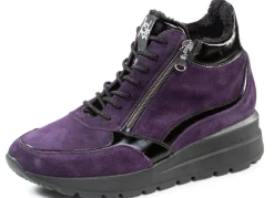 Waldläufer Schnür-Bootie mit Besätzen aus Lackleder