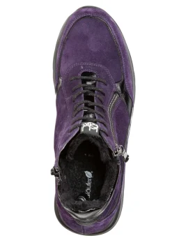 Waldläufer Schnür-Bootie mit Besätzen aus Lackleder