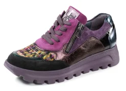 Waldläufer Schnür-Sneaker mit buntem Textilmaterial kombiniert