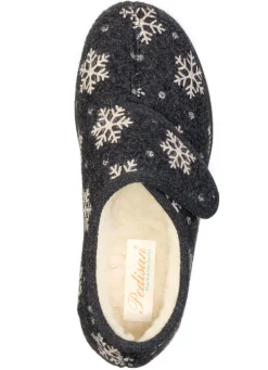 Warme Damen-Hausschuhe, Weite H, mit Klettverschluss