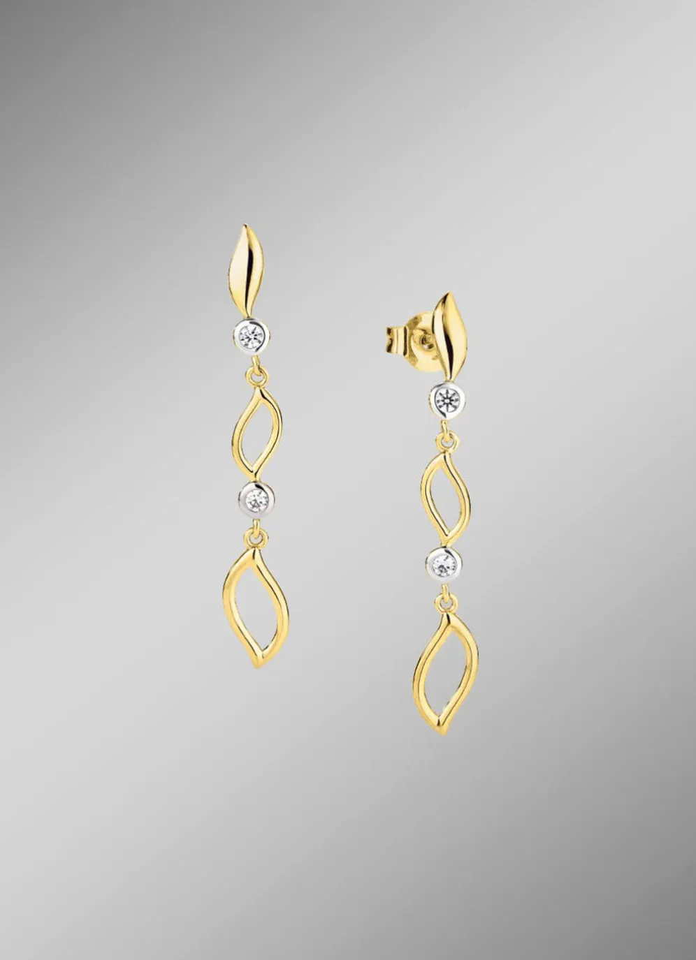 Zarte Eleganz in Bicolor: Ohrstecker mit synth. Zirkonia