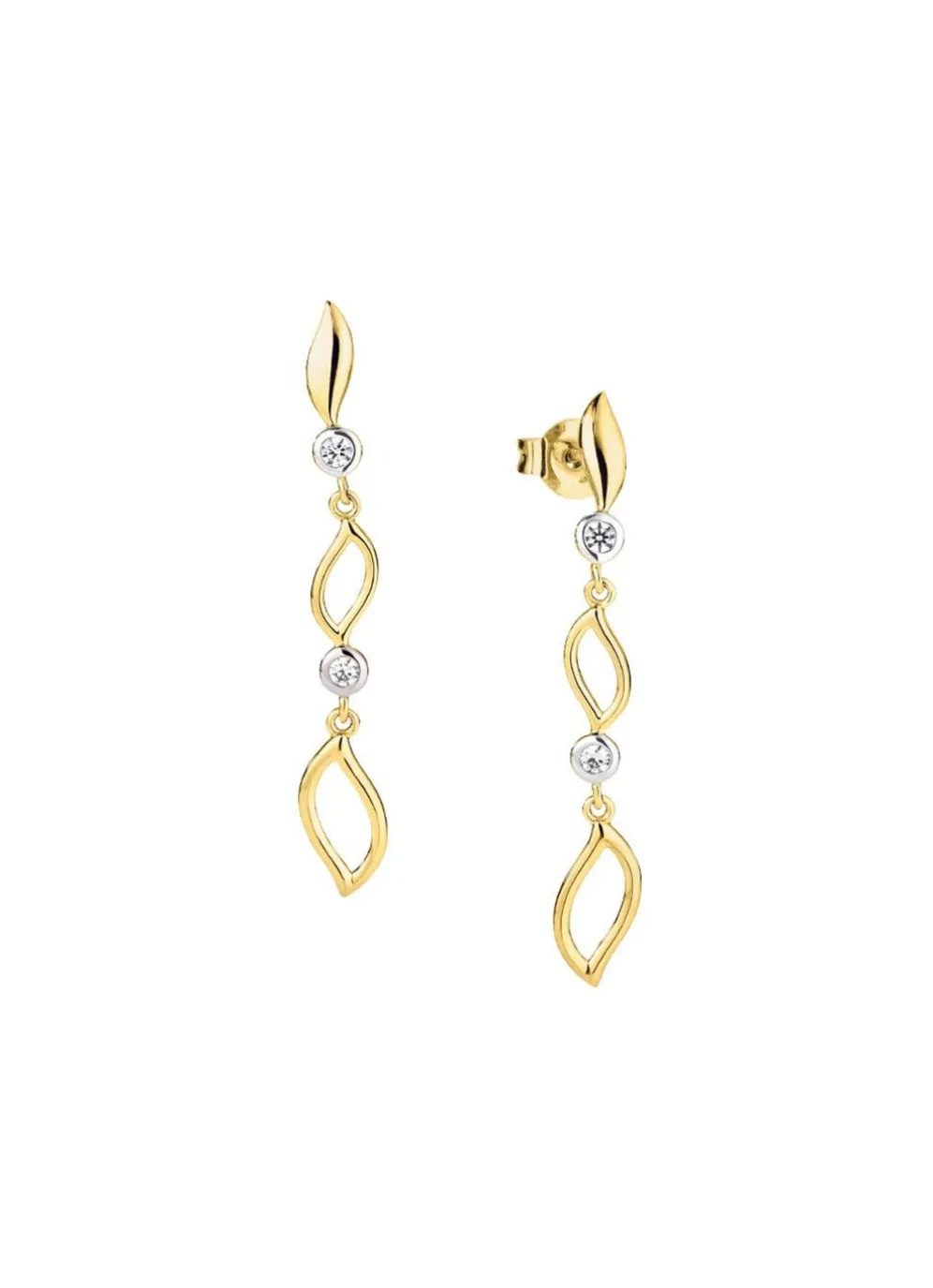 Zarte Eleganz in Bicolor: Ohrstecker mit synth. Zirkonia