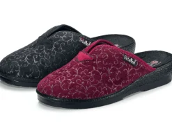 Zweierpack, klassische Damen-Hausschuhe, Weite H, mit bedrucktem Veloursmaterial
