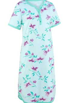 Zweierpack Nachthemden, Knielang mit Knopfleiste und kurzen Ärmeln