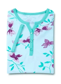 Zweierpack Nachthemden, Knielang mit Knopfleiste und kurzen Ärmeln