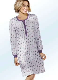 Zweierpack Nachthemden, Langarm mit Knopfleiste und Bündchen