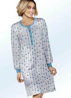 Zweierpack Nachthemden, Langarm mit Knopfleiste und Bündchen