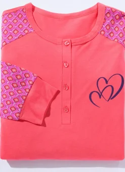 Zweierpack Nachthemden mit seitlichem Schlitz und Knopfleiste