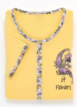 Zweierpack Nachthemden mit langer Knopfleiste, Stickerei sowie kurzen Ärmeln