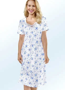 Zweierpack Nachthemden mit Rundhals und Alloverdessin