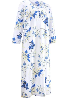 Zweierpack Nachthemden, uni und allover dessiniert mit Knopfleiste