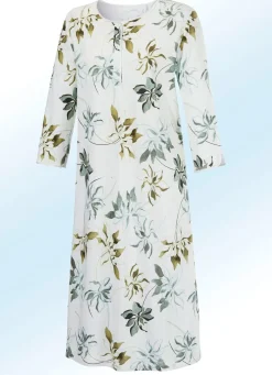 Zweierpack Nachthemden, uni und allover dessiniert mit Knopfleiste