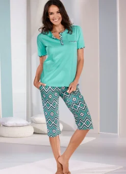 Zweierpack Schlafanzüge, Kurz- und Langarm mit Knopfleiste