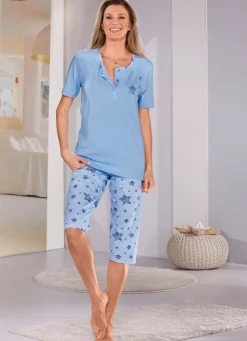 Zweierpack Schlafanzüge mit kurzen Ärmeln und wadenlanger Hose